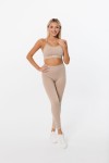 Komplet sportowy damski legginsy i top Shine Warm Beige